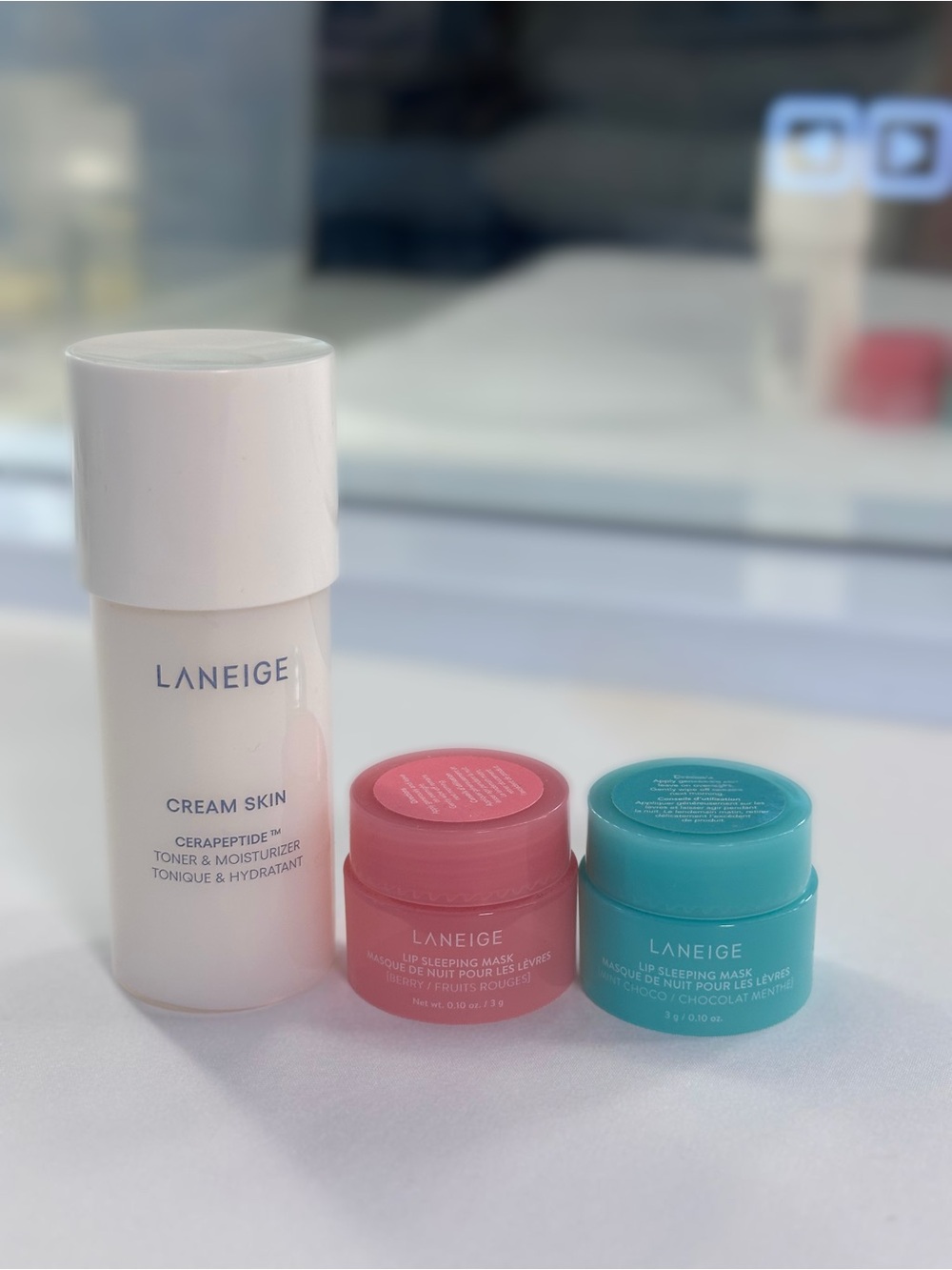 NEW Laneige Mini Skincare Bundle Cream Skin Toner & 2 Lip Sleeping Masks